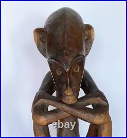 Vintage African Hand Carved Wood Male Sculpture 19 1/2 Tall