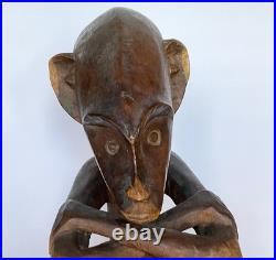 Vintage African Hand Carved Wood Male Sculpture 19 1/2 Tall