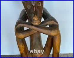 Vintage African Hand Carved Wood Male Sculpture 19 1/2 Tall