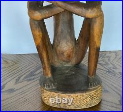 Vintage African Hand Carved Wood Male Sculpture 19 1/2 Tall