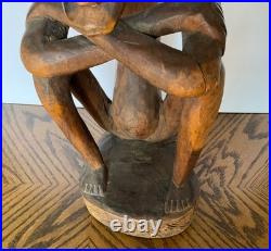 Vintage African Hand Carved Wood Male Sculpture 19 1/2 Tall