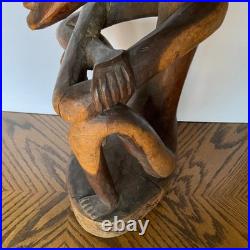 Vintage African Hand Carved Wood Male Sculpture 19 1/2 Tall