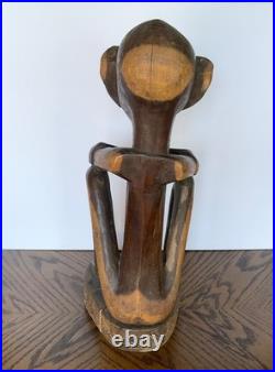 Vintage African Hand Carved Wood Male Sculpture 19 1/2 Tall