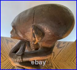 Vintage African Hand Carved Wood Male Sculpture 19 1/2 Tall