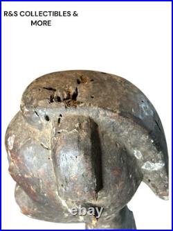 Vintage African Hand Carved Wood Sculpture Inside A Basket, Unusual Piece 21 T
