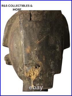 Vintage African Hand Carved Wood Sculpture Inside A Basket, Unusual Piece 21 T