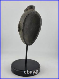 Vintage African Lwena Style Mask Angola Carved Wood Sculpture Tribal Art Stand