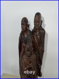 Vintage African Maasai Wood Sculpture Family Hand Carved 12 African Art