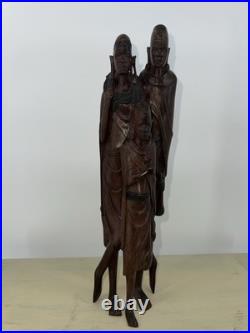 Vintage African Maasai Wood Sculpture Family Hand Carved 12 African Art