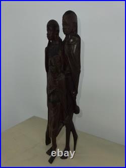 Vintage African Maasai Wood Sculpture Family Hand Carved 12 African Art