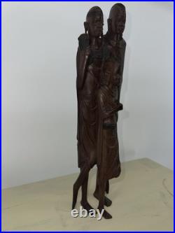 Vintage African Maasai Wood Sculpture Family Hand Carved 12 African Art