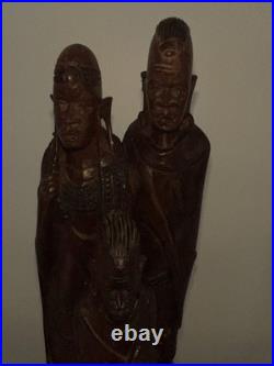 Vintage African Maasai Wood Sculpture Family Hand Carved 12 African Art