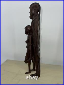 Vintage African Maasai Wood Sculpture Family Hand Carved 12 African Art