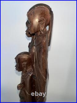 Vintage African Maasai Wood Sculpture Family Hand Carved 12 African Art