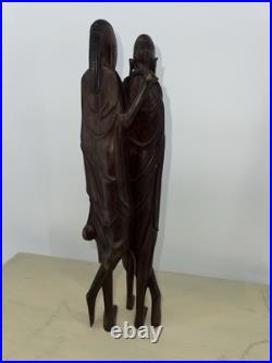 Vintage African Maasai Wood Sculpture Family Hand Carved 12 African Art