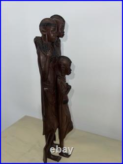 Vintage African Maasai Wood Sculpture Family Hand Carved 12 African Art