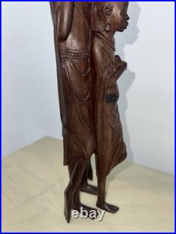 Vintage African Maasai Wood Sculpture Family Hand Carved 12 African Art