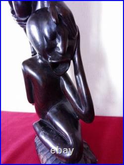 Vintage African Makonde Shetani Spirit Tree of Life Ebony Wood Sculpture 19