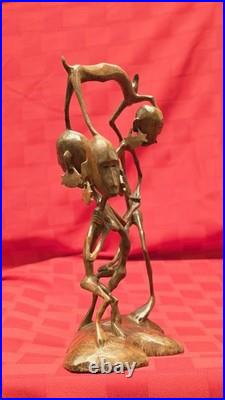 Vintage African Makonde Shetani Wood Sculpture One Piece Hand Carved Spirit Art