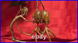 Vintage African Makonde Shetani Wood Sculpture One Piece Hand Carved Spirit Art