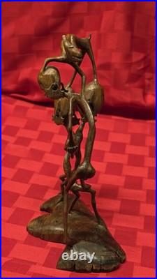 Vintage African Makonde Shetani Wood Sculpture One Piece Hand Carved Spirit Art