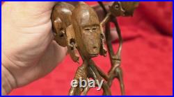 Vintage African Makonde Shetani Wood Sculpture One Piece Hand Carved Spirit Art