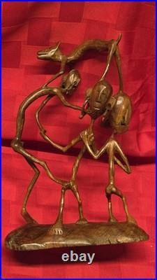 Vintage African Makonde Shetani Wood Sculpture One Piece Hand Carved Spirit Art