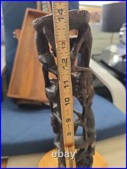 Vintage African Makonde Tree of Life Sculpture Ebony wood 14.5 Tall