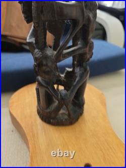 Vintage African Makonde Tree of Life Sculpture Ebony wood 14.5 Tall