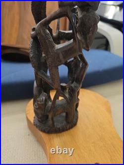 Vintage African Makonde Tree of Life Sculpture Ebony wood 14.5 Tall