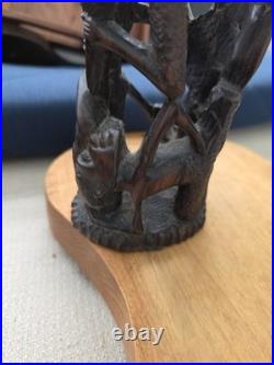 Vintage African Makonde Tree of Life Sculpture Ebony wood 14.5 Tall
