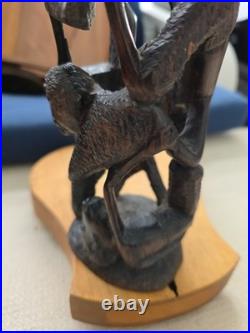 Vintage African Makonde Tree of Life Sculpture Ebony wood 14.5 Tall