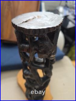 Vintage African Makonde Tree of Life Sculpture Ebony wood 14.5 Tall