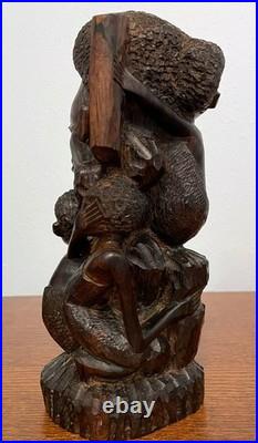 Vintage African Makonde Ujamaa Family Tree Wood Sculpture Hand Carved 9