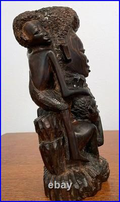 Vintage African Makonde Ujamaa Family Tree Wood Sculpture Hand Carved 9