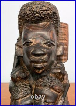 Vintage African Makonde Ujamaa Family Tree Wood Sculpture Hand Carved 9