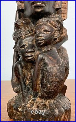 Vintage African Makonde Ujamaa Family Tree Wood Sculpture Hand Carved 9