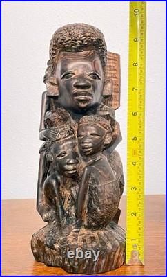 Vintage African Makonde Ujamaa Family Tree Wood Sculpture Hand Carved 9