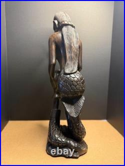 Vintage African Mami Wata Mermaid Wood Carving Serpent Figure West Africa 24