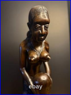 Vintage African Mami Wata Mermaid Wood Carving Serpent Figure West Africa 24