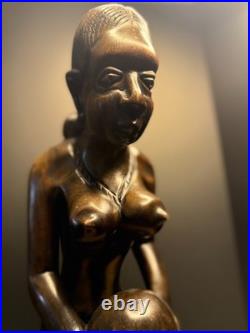 Vintage African Mami Wata Mermaid Wood Carving Serpent Figure West Africa 24