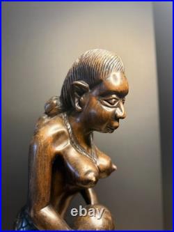 Vintage African Mami Wata Mermaid Wood Carving Serpent Figure West Africa 24