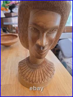 Vintage African Man Hand carved Wood Sculpture Statue 12 x 6 Signed Soni Vintage African Man Hand carved Wood Sculpture Statue 12 x 6 Signed Soni