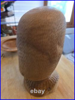 Vintage African Man Hand carved Wood Sculpture Statue 12 x 6 Signed Soni
