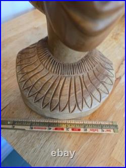 Vintage African Man Hand carved Wood Sculpture Statue 12 x 6 Signed Soni