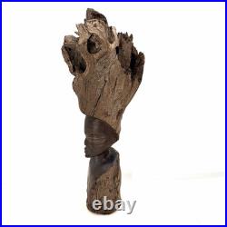 Vintage African Tribal Art Hand Carved Heavy Ebony Wood Sculpture Woman 20Tall