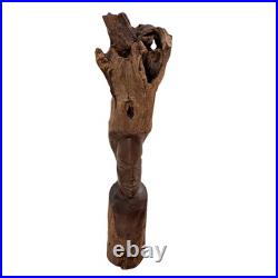 Vintage African Tribal Art Hand Carved Heavy Ebony Wood Sculpture Woman 20Tall