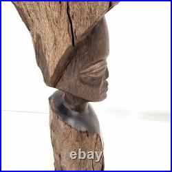Vintage African Tribal Art Hand Carved Heavy Ebony Wood Sculpture Woman 20Tall