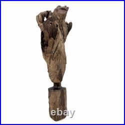 Vintage African Tribal Art Hand Carved Heavy Ebony Wood Sculpture Woman 20Tall