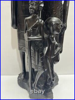 Vintage African Tribal Ebony Wood Sculpture Of Family 19 Tall 1950s